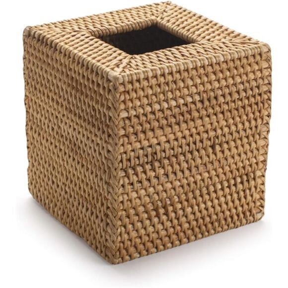 Rattan Tissue Box Cover Square, Hand Woven Wicker Tissue Holder - Picture 2 of 7
